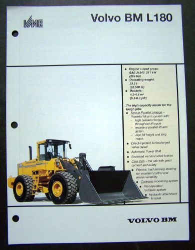 Volvo BM L180 Wheel Loader Dealer Sales Brochure - Spec Sheet