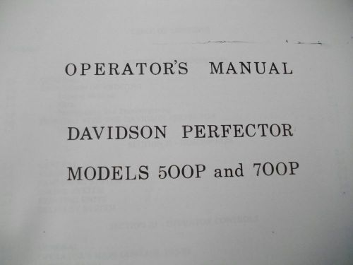 Davidson Perfector 500P &amp;700P Offset Press Operator&#039;s Manual