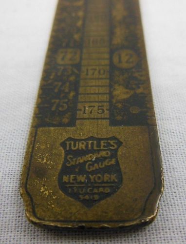 Antique Turtle&#039;s Standard Gauge Brass Ruler 6 &amp; 12 Pt - Newspaper Measure Tool