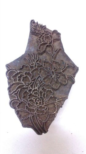 Vintage big size inlay carved bunch of flower design wooden printing block/stamp for sale