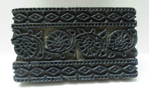 ANTIQUE WOODEN HAND CARVED TEXTILE PRINTING ON FABRIC BLOCK STAMP DESIGN HOT 257