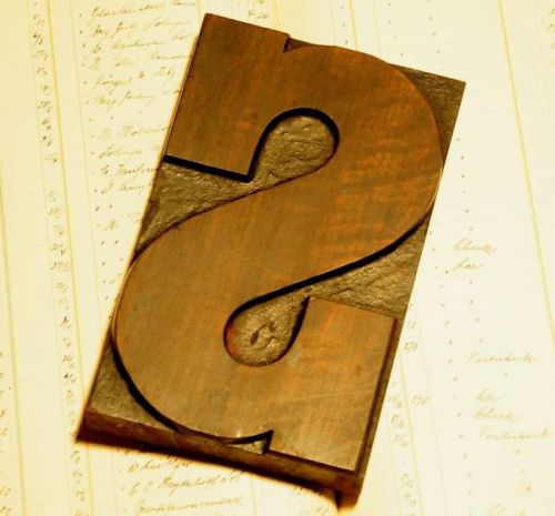 S huge 7.09&#034; letterpress wood printing block vintage woodtype type print stamp