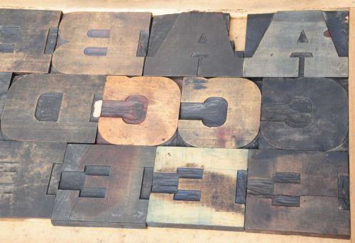 Antique rare Alphabet 50pcs - 6.22&#034; wood printing blocks Letterpress wooden type