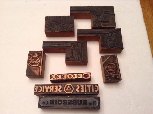 Vintage lot of 9 assorted printing blocks