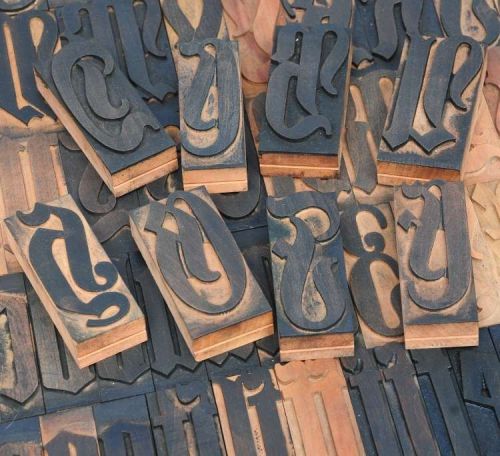 164pcs - 3.54&#034; blackletter letterpress wood printing blocks wooden type print