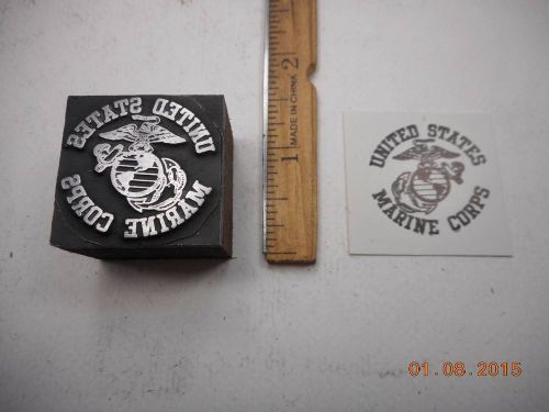 Letterpress Printing Printers Block, US Marine Corps, Earth Eagle Anchor Emblem