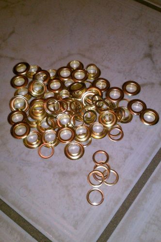 Brass grommets, #4, hole size 1/2&#034; i.d., 50 grommets/50 washers for sale