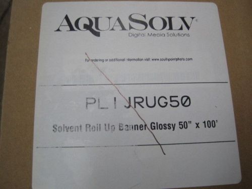 Solvent Roll up Banner GLOSSY 50&#034; x 100&#039; PLIJRUG50 AquaSolv 3&#034; Core WHITE PET NE