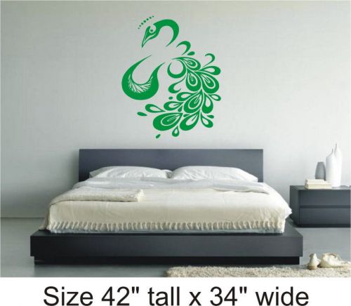 2X Peacock Silhouette Bedroom, Drawing Room Wall Vinyl Sticker Decal Decor-1248