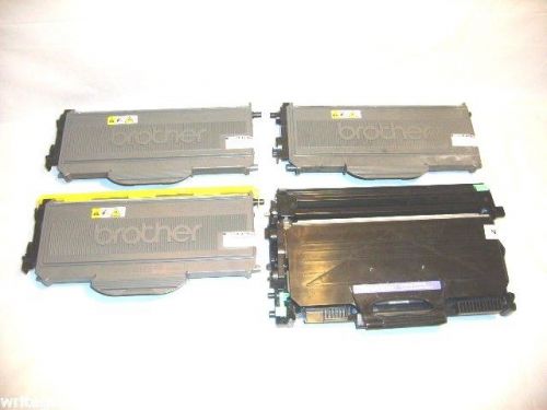 Four Empty Used Laser Toner Cartridges TN-360 - Plus One Used Drum