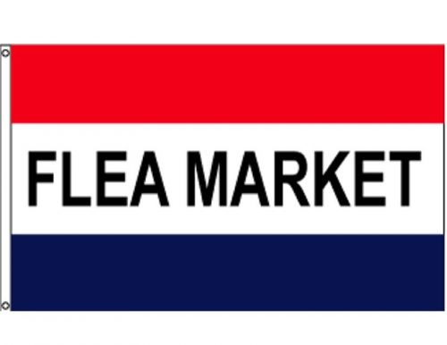 Flea market red white blue stripe retail message 3x5 ft flag nylon black letters for sale