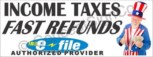 4&#039;x10&#039; INCOME TAXES FAST REFUND BANNER 48&#034;x120&#034; XL Outdoor Sign Sale Return Tax