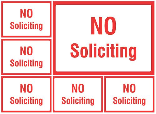 New Red Pack Of 6 No Soliciting Sign Pack Quality Warehouse / Home / Office s157