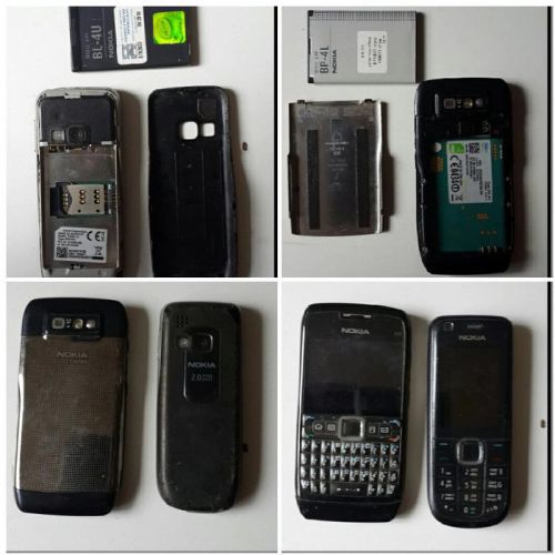 2 wireless mobile phones Nokia E-71 mobile for parts tow cell phone battery