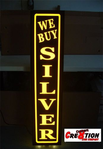 Light Box LED Sign WE BUY SILVER - 46&#034;x12&#034; Neon/Banner Altern- window sign