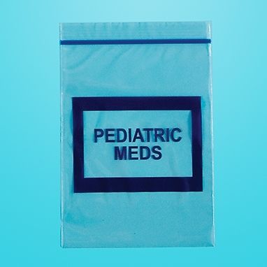 Colored-Coded Message Bag, Pediatric Meds, 6 x 8