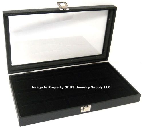 12 Glass Top Lid Black 15 Space Storage Display Box Cases Jewelry Arrowhead