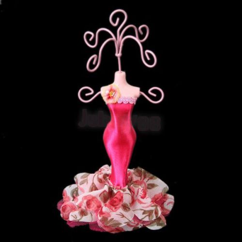 Rose Red  Mannequin Dress Earring Necklace Jewelry Stand Display Holder Rack