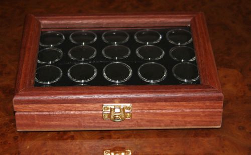 Jarrah Gold Nugget &amp; Gemstone Display Case incl. 20 Gem Jar Insert in Black