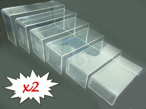 6 LAYER CLEAR ACRYLIC DISPLAY RISER SHOWCASE STAND x 2