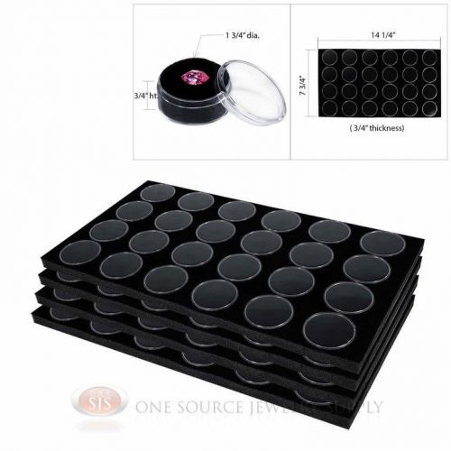 (4) 24 black gem jar foam inserts tray jewelry display organizer gemstones for sale