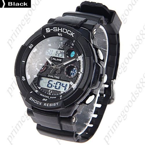 Waterproof digital date analog men&#039;s wrist quartz wristwatch black for sale