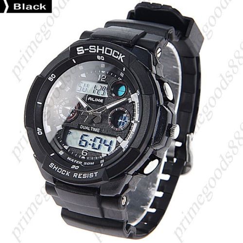 Waterproof Digital Date Analog Men&#039;s Wrist Quartz Wristwatch Black