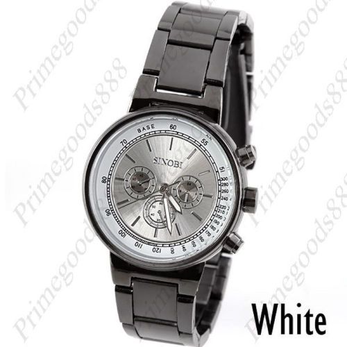 Stainless Steel Sub Dial Wrist Lady Ladies Quartz Wristwatch Women&#039;s Black White