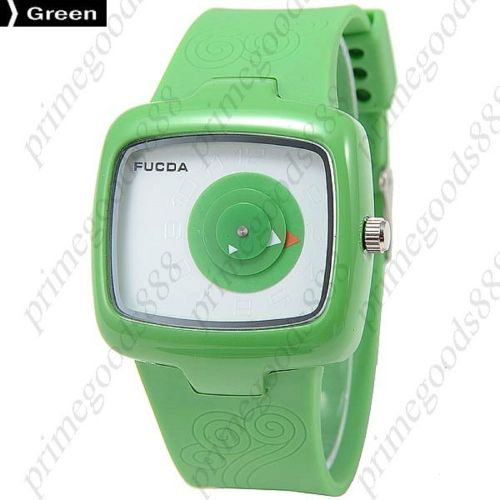 Unique Oblong Case Analog Quartz Wrist Lady Ladies Wristwatch Women&#039;s Green
