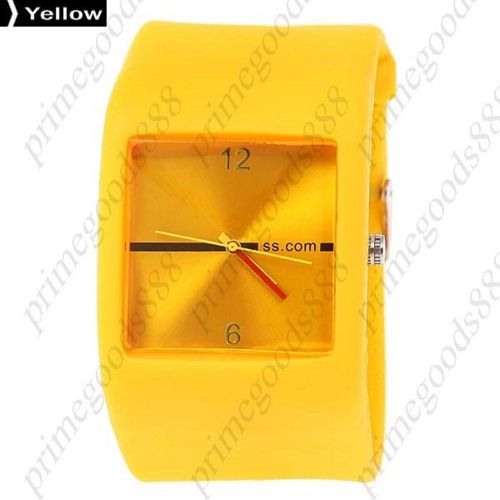 Jelly Rubber Band Quartz Analog Wrist Lady Ladies Wristwatch Women&#039;s Yellow
