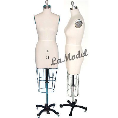 Mannequin Professional Dress Form Size18 w/Hip Collapsible Shoulders &amp; 4 Wheels