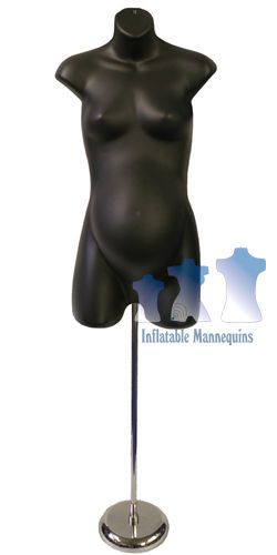 Female Maternity 3/4 form, Black and Tall Adjustable Stand with 8&#034; Round Base