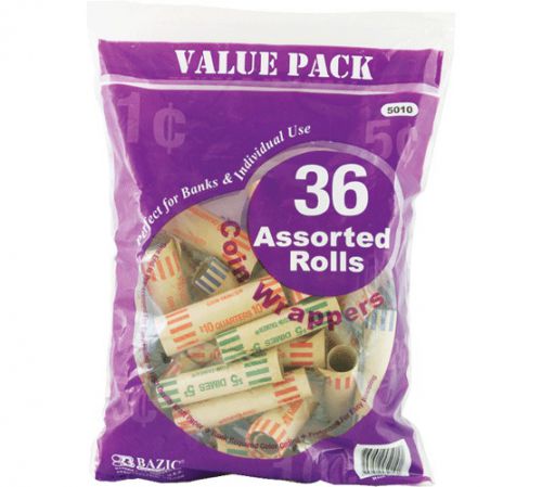 BAZIC Assorted Size Coin Wrappers (36/Pack), Case of 50