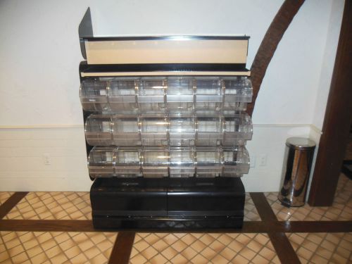 CANDY DISPLAY CASE 3-TIER WITH 18 BINS/SCOOPS &amp; STORAGE COMPARTMENT AT BASE