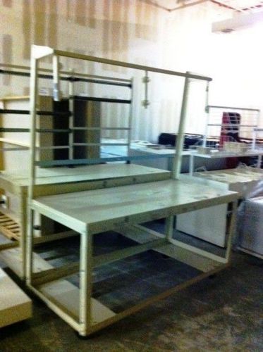 Metal worktables used clothing store fixture liquidation backroom work station for sale