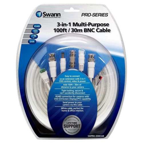 Swann pro 30m cctv ptz camera 3 cable wire white bnc video power telemetry data for sale