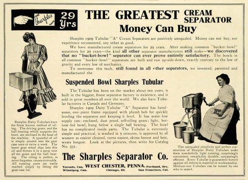 1909 Ad Bowl Sharples Separator Dairy Cream Agriculture - ORIGINAL SUB1