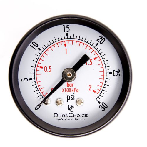 1-1/2&#034; dry utility pressure gauge - blk.steel 1/8&#034; npt center back 30psi for sale