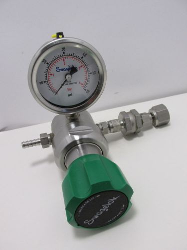 Swagelok regulator with gauge, 3600 psig in, 0-50 psig out, kpr1erc412a20000 euc for sale