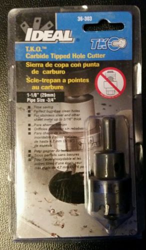 New Ideal T.K.O. 36-303 Carbide Tipped Hole Cutter 1 1/8&#034;  Free Shipping!