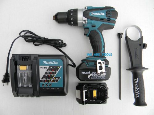 Makita 18 volt lxph03 cordless hammer drill,2 bl1830 battery, dc18rc charger 18v for sale