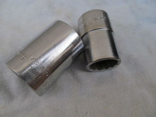 Two -  Ken Tool 3/4&#034; Drive 12 point Sockets ( 1-1/16  ) ( 7/8 )   ( Excellent )
