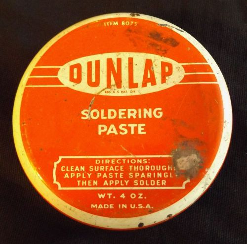Vintage Tin Can Dunlap Soldering Paste Flux