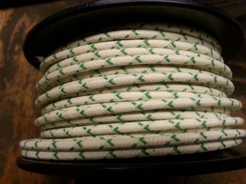 Cloth Covered Primary Wire  16 gauge White w/ Green Tracers 10ft