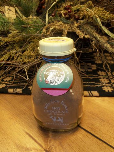 Hot Chocolate Marshmallow Swirl Mix 16.9 oz in a reusable Glass Milk Bottle