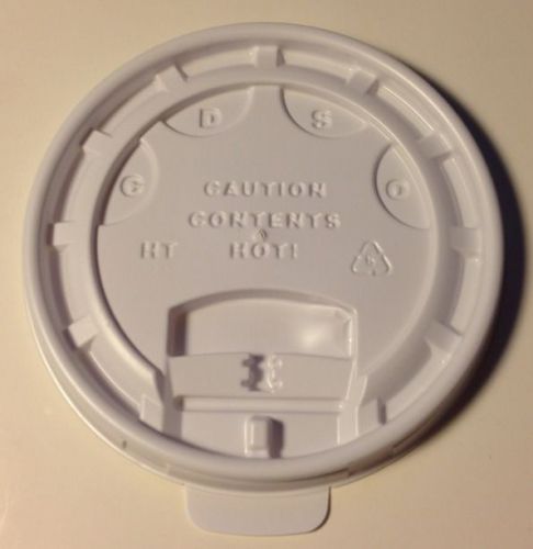 CASE OF 1000 WHITE PLASTIC COFFEE CUP LIDS FITS 10/12/16/20  NEW IN BOX