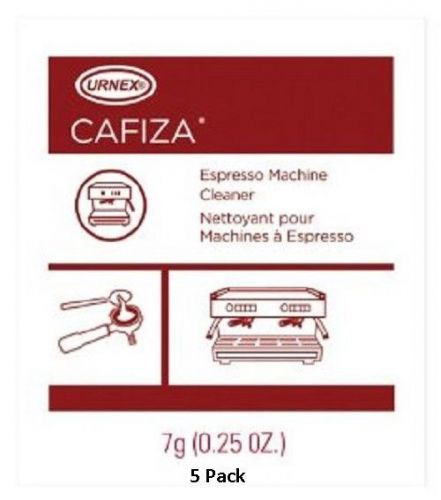Urnex cafiza five pack espresso machine cleaning powder 1/4 oz (7g) 5 pack for sale