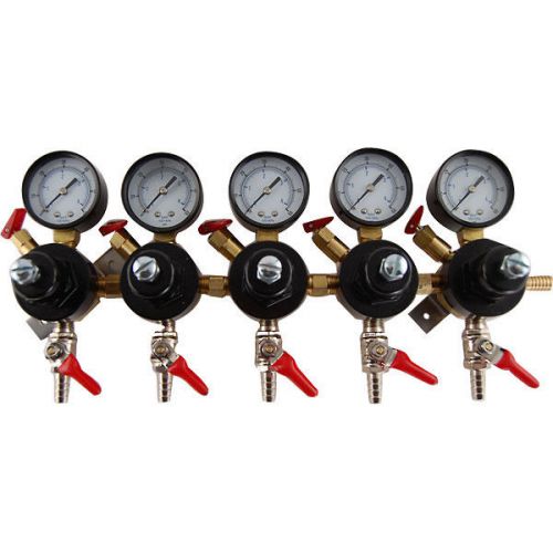 5-Way Secondary Air Regulator w/ Shut off Valves - Commercial Bar Draft Beer Co2