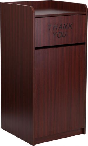 Wood tray top trash receptacle bin mahogany color restaurant fast food cafeteria for sale