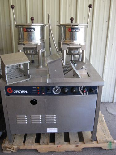 Commercial Groen Double Steam kettles on stand